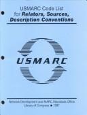 Cover of: USMARC code list for relators, sources, description conventions