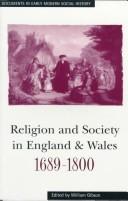 Cover of: Religion and society in England and Wales, 1689-1800