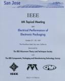 Cover of: Electrical performance of electronic packaging by sponsored by the IEEE Microwave Theory and Techniques Society and the IEEE Components, Packaging and Manufacturing Technology Society.
