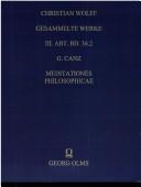 Cover of: Meditationes philosophicae