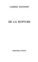 Cover of: De la rupture