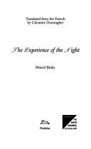 Cover of: The experience of the night by Marcel Béalu