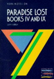 Cover of: York Notes on John Milton's "Paradise Lost", Books 4 and 9 (Longman Literature Guides)