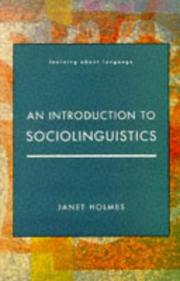Cover of: An introduction to sociolinguistics by Holmes, Janet