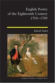 Cover of: English Poetry of the Eighteenth Century, 1700-1789 by Professor David Fairer