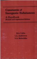 Cover of: Constants of inorganic substances: a handbook