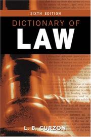 Dictionary of law by Curzon, L. B.