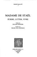 Cover of: Madame de Staël by Simone Balayé