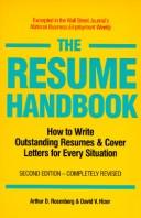Cover of: The resume handbook: how to write outstanding resumes & cover letters for every situation