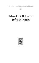 Cover of: Massekhet Hekhalot = by herausgegeben von Klaus Herrmann.