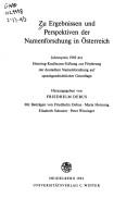 Cover of: Zu Ergebnissen und Perspektiven der Namenforschung in Österreich