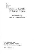 Cover of: Anglo-Saxon elegiac verse