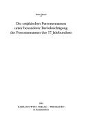 Die ostjakischen Personennamen unter besonderer Berücksichtigung der Personennamen des 17. Jahrhunderts by Petra Hauel