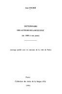 Cover of: Dictionnaire des auteurs de langue d'oc: de 1800 à nos jours