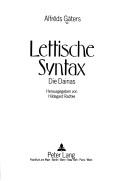 Lettische Syntax by Alfrēds Gāters