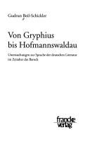 Von Gryphius bis Hofmannswaldau by Gudrun Beil-Schickler