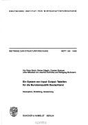 Ein System von Input-Output-Tabellen für die Bundesrepublik Deutschland by Utz-Peter Reich