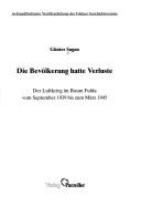 Cover of: Die Bevölkerung hatte Verluste by Günter Sagan