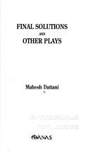 Cover of: Final solutions and other plays