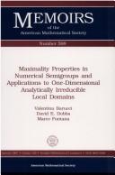 Cover of: Maximality properties in numerical semigroups and applications to one-dimensional analytically irreducible local domains