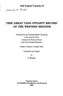 Cover of: The great Tang dynasty record of the western regions