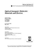 Cover of: Optical inorganic dielectric materials and devices: 26-29 August, 1996, Riga, Latvia