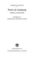 Cover of: Poesie als Auslegung: Schriften zur Hermeneutik