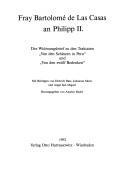 Cover of: Fray Bartolomé de Las Casas an Philipp II.: der Widmungsbrief zu den Traktaten "Von den Schätzen in Peru" und "Von den zwölf Bedenken"