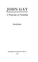 Cover of: John Gay, a profession of friendship
