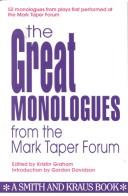 Cover of: The Great monologues from the Mark Taper Forum by edited byKristin Graham.