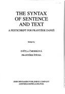 The syntax of sentence and text by František Daneš, Světla Čmejrková, František Štícha
