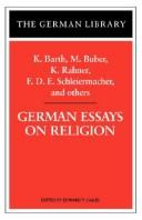 Cover of: German essays on religion
