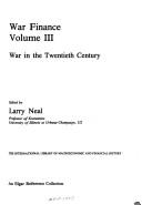 Cover of: War finance