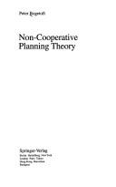 Cover of: Non-cooperative planning theory