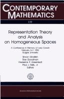 Cover of: Representation theory and analysis on homogeneous spaces: a conference in memory of Larry Corwin, February 5-7, 1993, Rutgers University