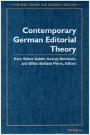Cover of: Contemporary German editorial theory