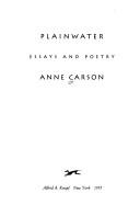 Cover of: Plainwater by Anne Carson