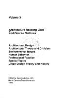 Cover of: Architecture reading lists and course outlines.