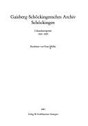 Cover of: Gaisberg-Schöckingensches Archiv, Schöckingen: Urkundenregsten, 1365-1829