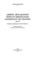 Cover of: Arrêts, déclarations, édits et ordonnances concernant les colonies, 1666-1779: inventaire analytique de la série Colonies A