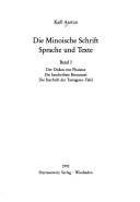 Cover of: Die minoische Schrift: Sprache und Texte
