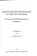 Cover of: Deutsch-slawischer Sprachkontakt im Lichte der Ortsnamen: mit besonderer Berücksichtigung des Wendlandes