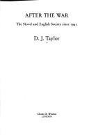 Cover of: After the war: the novel and English society since 1945