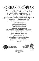 Cover of: Obras propias y traduciones latinas, griegas, y italianas: con la paráfrasi de algunos psalmos y capítulos de Job