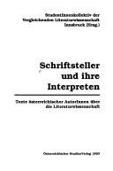 Front cover of Schriftsteller und ihre Interpreten by Unknown
