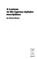 Cover of: A lexicon to the Cyprian syllabic inscriptions
