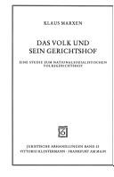 Cover of: Das Volk und sein Gerichtshof: eine Studie zum nationalsozialistischen Volksgerichtshof
