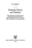 Cover of: Sinnhafte Fiktion und Wahrheit by Joachim Zelter