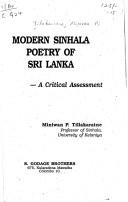 Cover of: Modern Sinhala poetry of Sri Lanka: a critical assessment