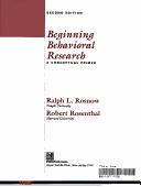 Beginning behavioral research by Ralph L. Rosnow